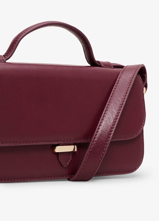 Phase Eight Handtas van leer met afneembare schouderriem - detail donkerrood