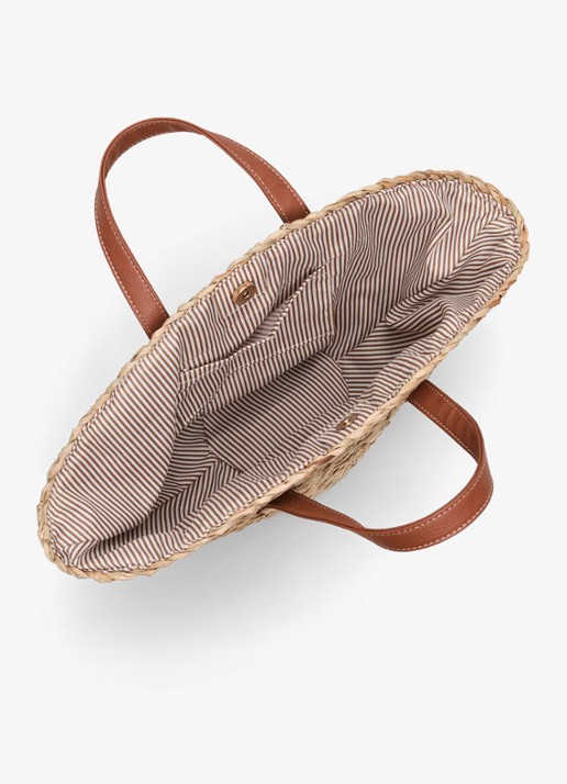 Phase Eight Handtas van raffia - achterkant 5 beige