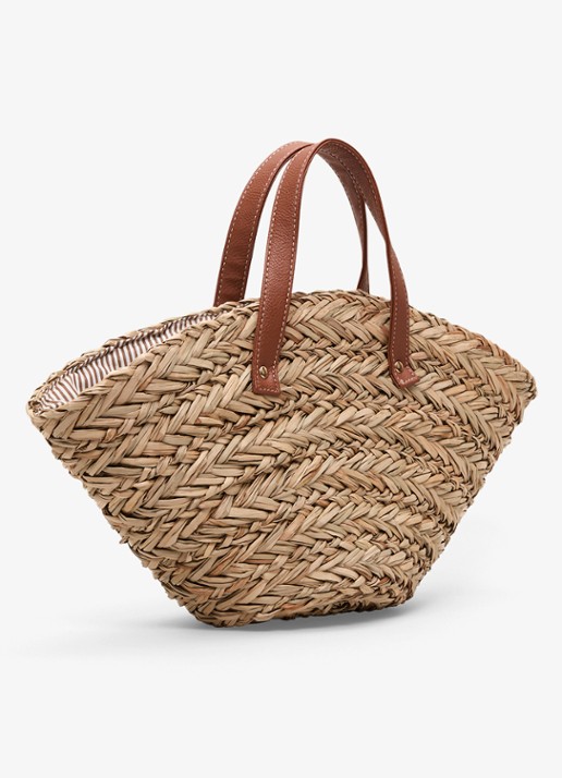 Phase Eight Handtas van raffia - detail beige