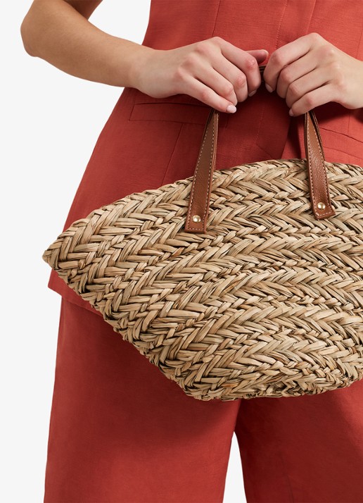 Phase Eight Handtas van raffia - detail 3 beige