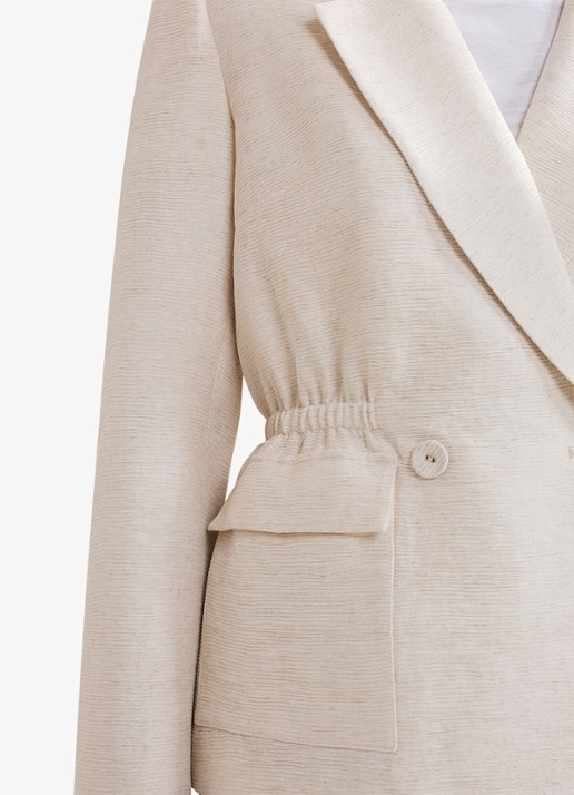 Phase Eight Harlow blazer in linnenblend met structuur - detail 6 beige