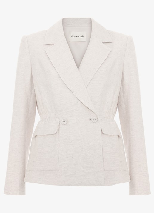Phase Eight Harlow blazer in linnenblend met structuur - voorkant 2 beige