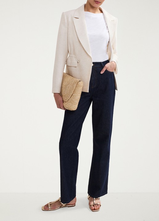 Phase Eight Harlow blazer in linnenblend met structuur - voorkant 3 beige