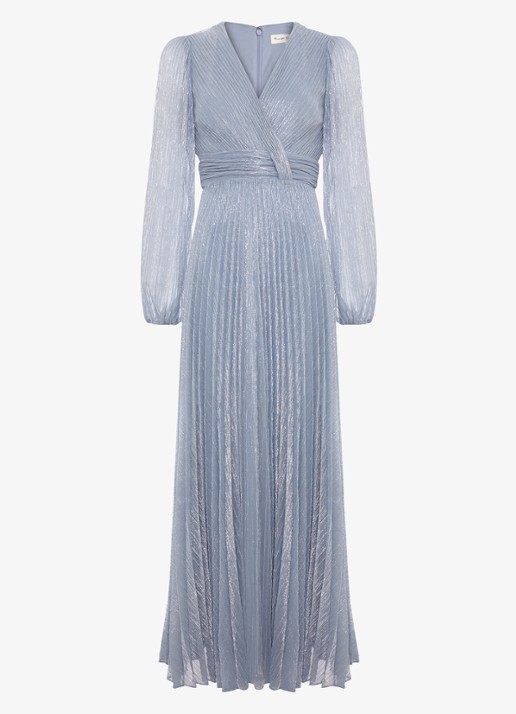 Phase Eight Harper midi jurk met lurex - voorkant 2 lichtblauw