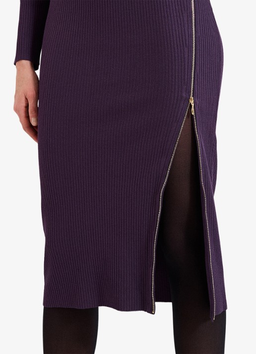 Phase Eight Hartley ribgebreide midi jurk met opstaande kraag  - detail 4 paars