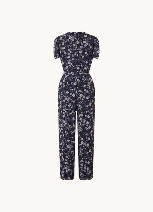 Phase Eight Helene straight fit jumpsuit met bloemenprint en strikceintuur - achterkant 2 donkerblauw