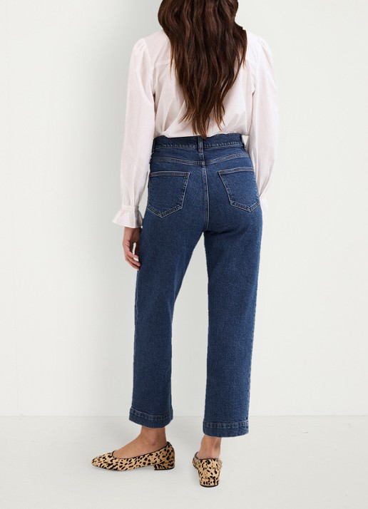 Phase Eight High waist cropped straight fit jeans met steekzakken - achterkant denim
