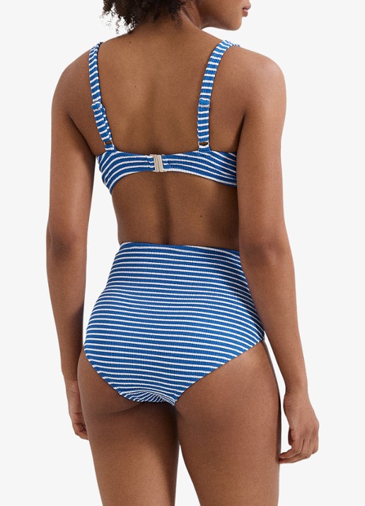 Phase Eight High waisted bikinislip met streepprint - achterkant 7 kobaltblauw