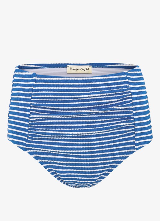 Phase Eight High waisted bikinislip met streepprint - voorkant 5 kobaltblauw