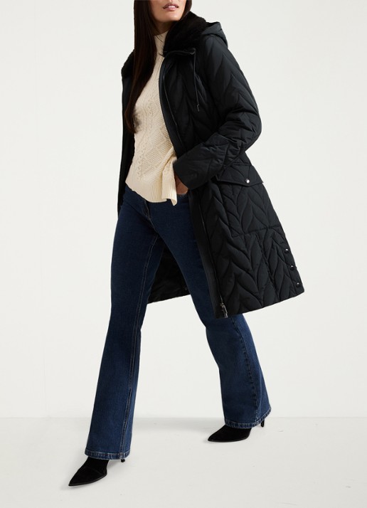 Phase Eight Hollie longline puffer jas met ceintuur  - voorkant 2 groen