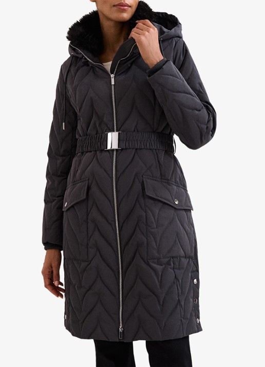 Phase Eight Hollie puffer jas met capuchon met ceintuur