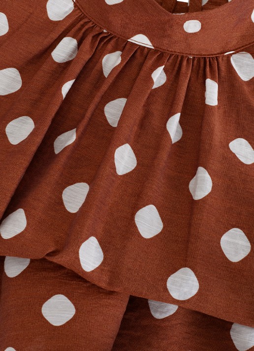 Phase Eight Indie blouse in linnenblend met stippenprint en plooien - detail 4 donkerbruin