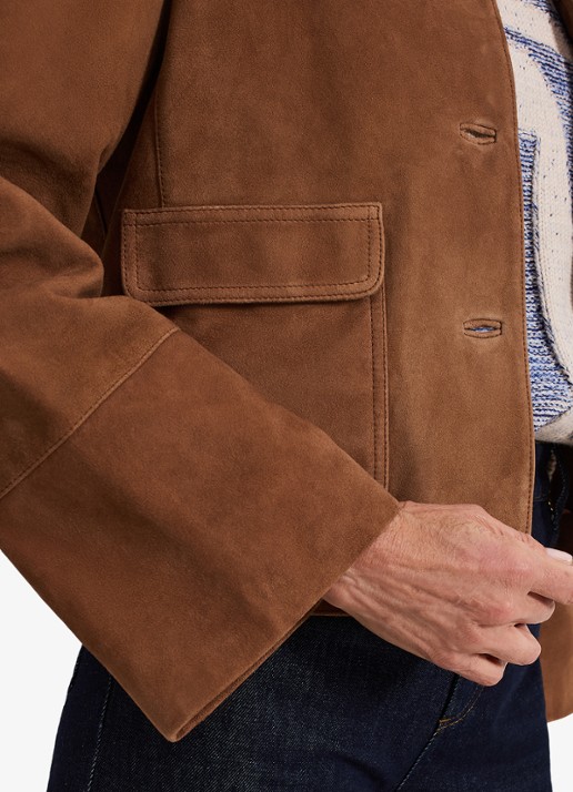 Phase Eight Indira jack van suède - detail 6 oranjebruin