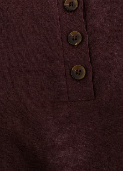 Phase Eight Isabelle top van linnen - detail 7 chocoladebruin