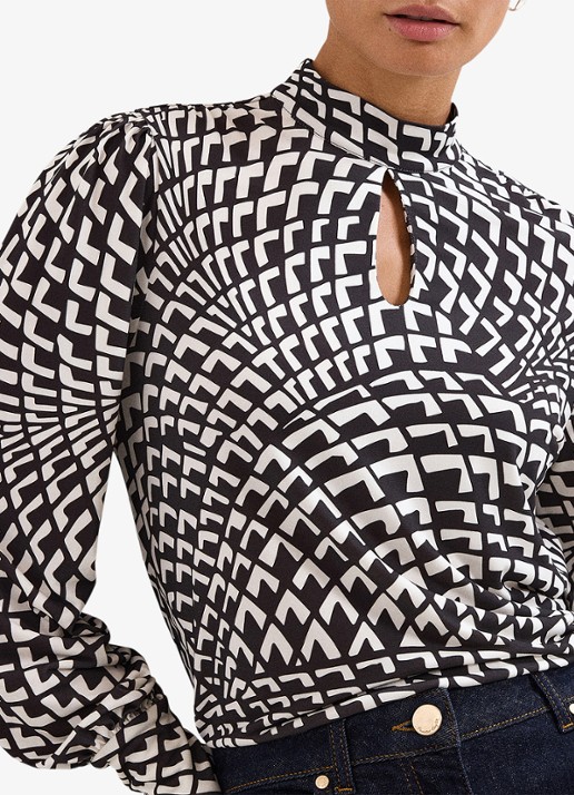 Phase Eight Isla tuniek met print en cut-out detail - detail 2 donkerbruin