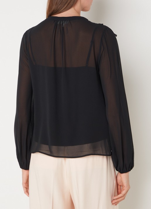 Phase Eight Ivana semi-transparante tuniek met volant - achterkant 3 zwart