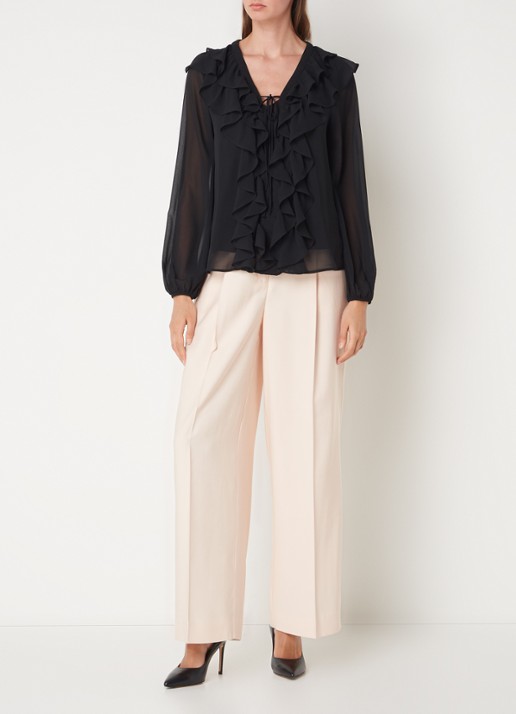 Phase Eight Ivana semi-transparante tuniek met volant - voorkant 2 zwart