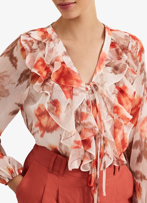 Phase Eight Ivana semi-transparante tuniek met volant - detail 4 orange