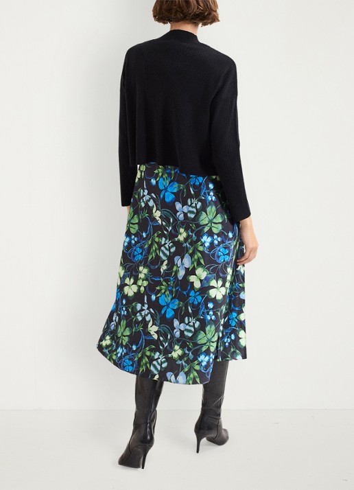 Phase Eight Izzy midi jurk met bloemenprint 2-delig - achterkant donkerblauw