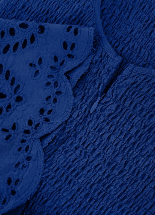 Phase Eight Jade midi jurk met smockwerk en broderie - detail 7 donkerblauw