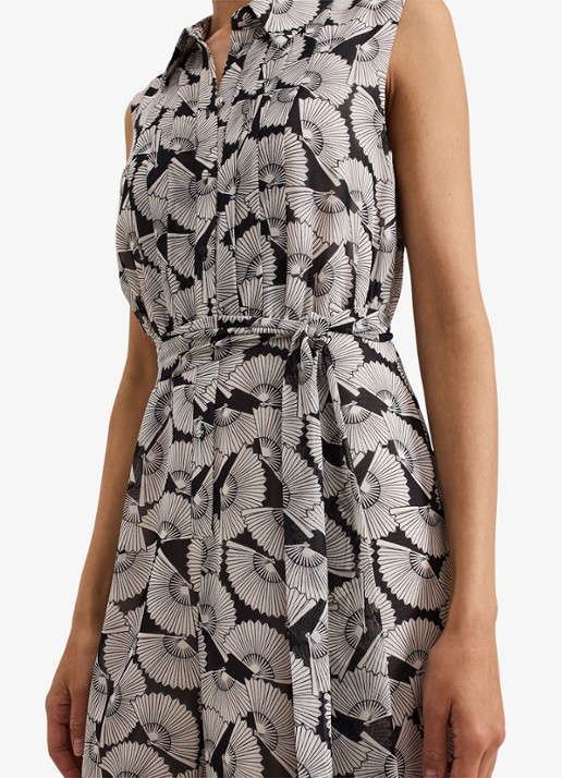 Phase Eight Janine wide fit jumpsuit met print en strikceintuur - detail 5 gebroken wit