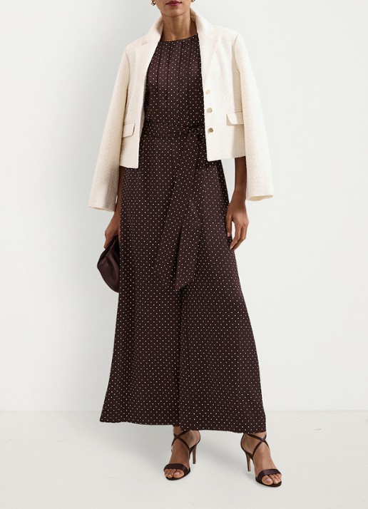 Phase Eight Janine wide fit jumpsuit met stippenprint - detail 5 bruin