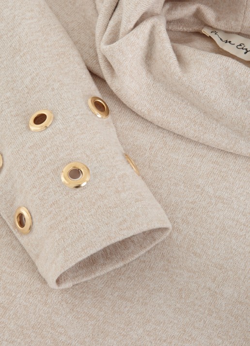 Phase Eight Jennie fijngebreide trui met opstaande kraag - detail 6 beige