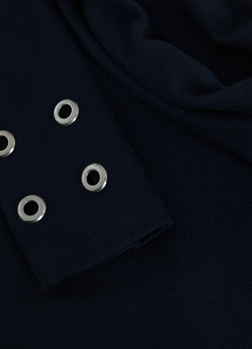 Phase Eight Jennie fijngebreide trui met opstaande kraag - detail 8 donkerblauw