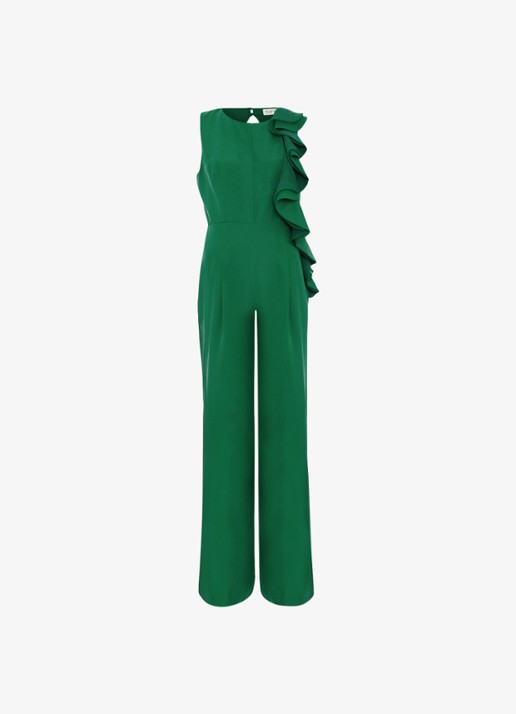 Phase Eight Jillian wide leg jumpsuit met gedrapeerd detail - voorkant zeegroen