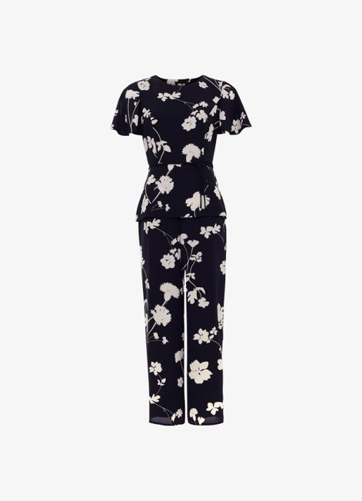 Phase Eight Jolie wide fit jumpsuit met bloemenprint en strikceintuur