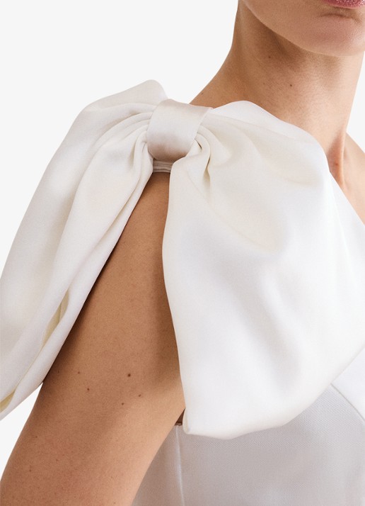 Phase Eight Josephine midi jurk met strikdetail - detail 4 gebroken wit