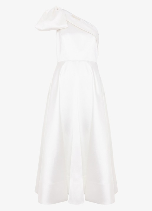 Phase Eight Josephine midi jurk met strikdetail - voorkant 7 gebroken wit