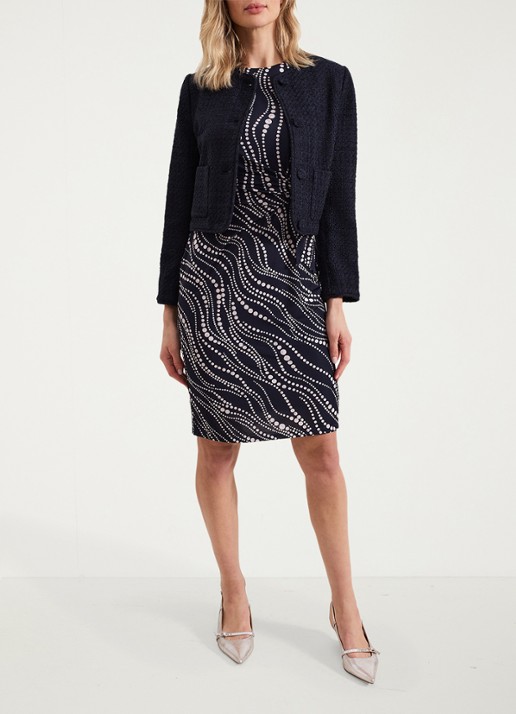 Phase Eight Josey midi jurk met stippenprint en plooidetail - detail 6 donkerblauw
