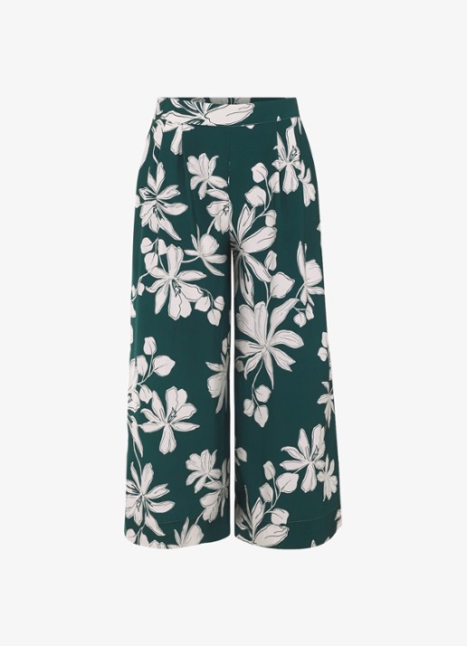 Phase Eight Josie high waist wide fit cropped pantalon met bloemenprint - voorkant 2 groen
