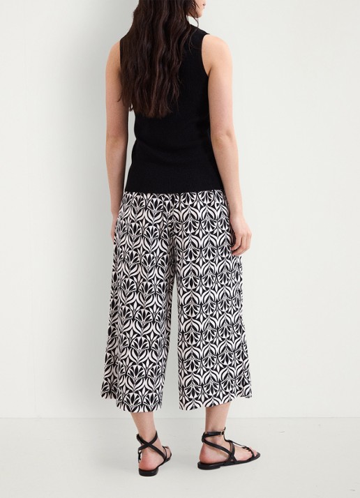 Phase Eight Josie mid waist wide fit broek met print - achterkant 7 zwart