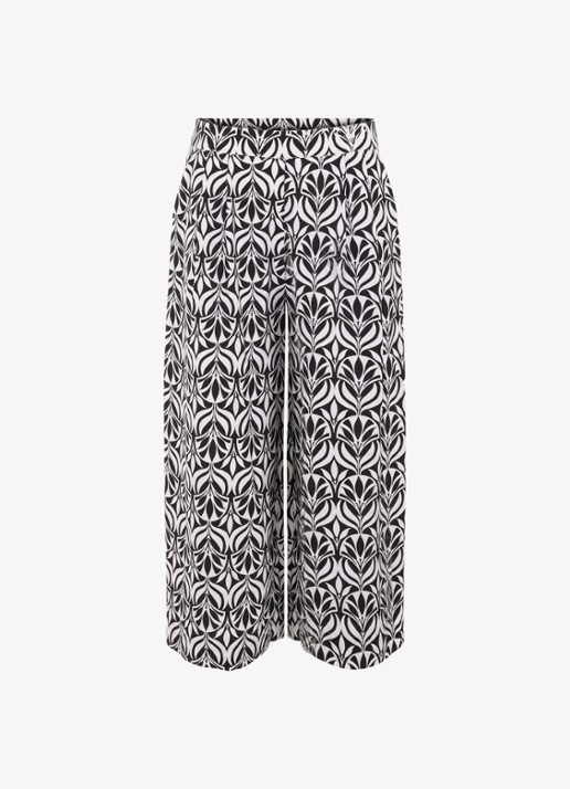 Phase Eight Josie mid waist wide fit broek met print - voorkant 5 zwart
