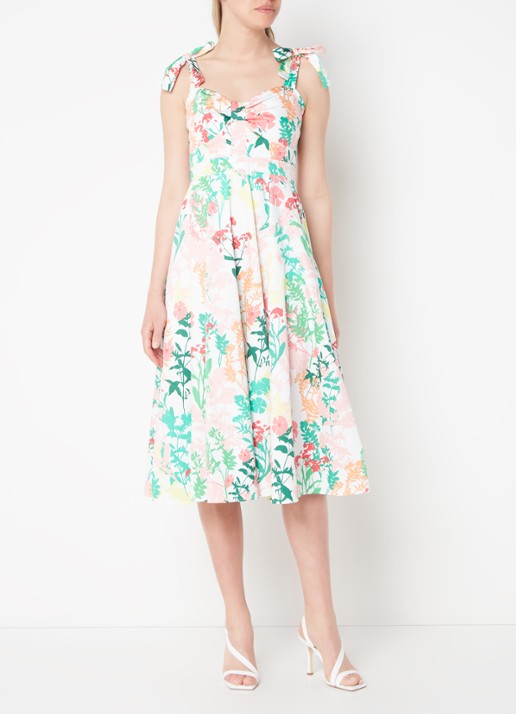 Phase Eight Joyce midi jurk met print - voorkant 3 groen