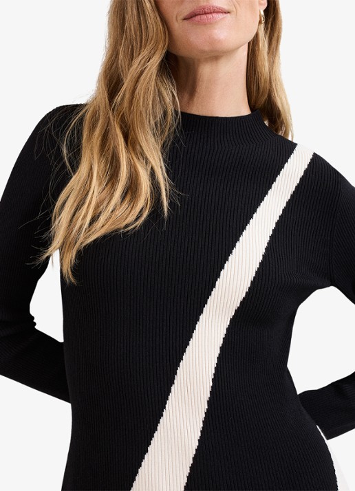 Phase Eight Julie midi jurk met gestreept detail - detail 2 zwart