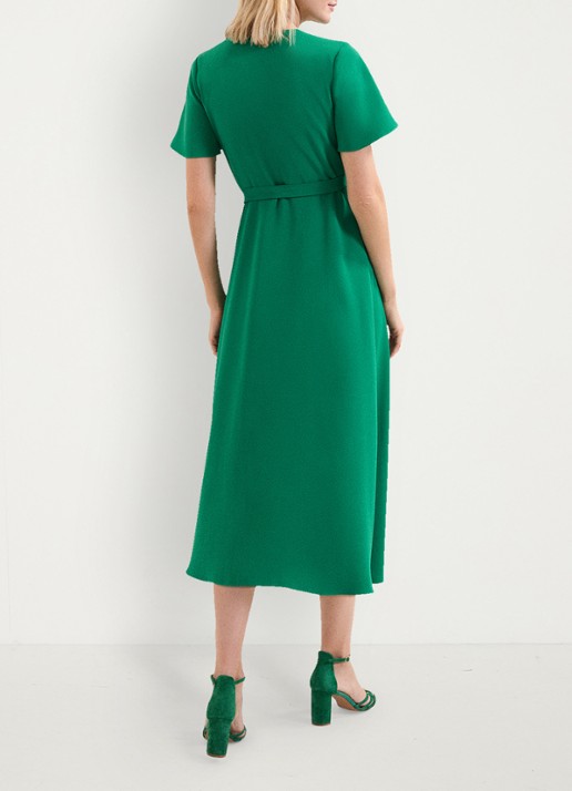 Phase Eight Julissa midi wikkeljurk met strikceintuur - achterkant 8 groen
