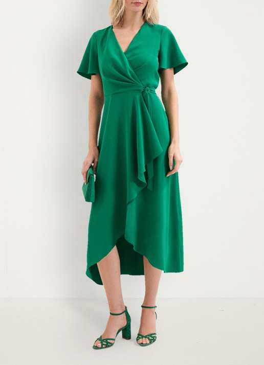 Phase Eight Julissa midi wikkeljurk met strikceintuur - voorkant 7 groen