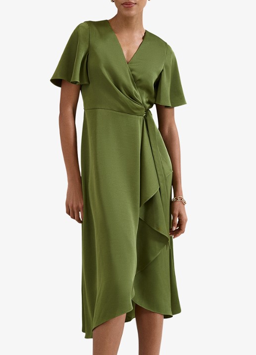 Phase Eight Julissa midi wikkeljurk van satijn
