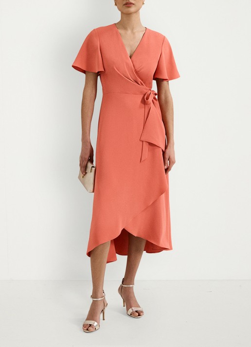 Phase Eight Julissamidi jurk met geknoopt detail - voorkant 2 orange
