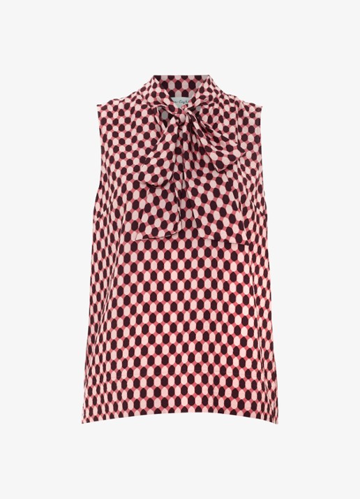 Phase Eight Junie mouwloze top met sjaalkraag en grafische print - voorkant roze
