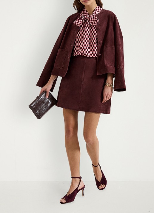 Phase Eight Junie mouwloze top met sjaalkraag en grafische print - voorkant 2 roze