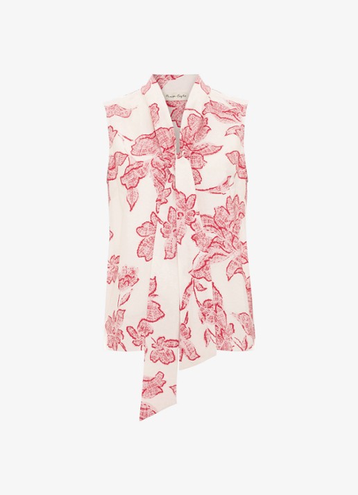 Phase Eight Junie top met sjaalkraag en bloemenprint - voorkant 6 rood