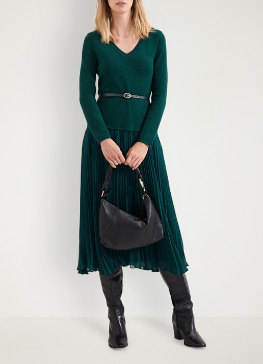 Phase Eight Kai midi jurk met ceintuur - voorkant 2 zeegroen