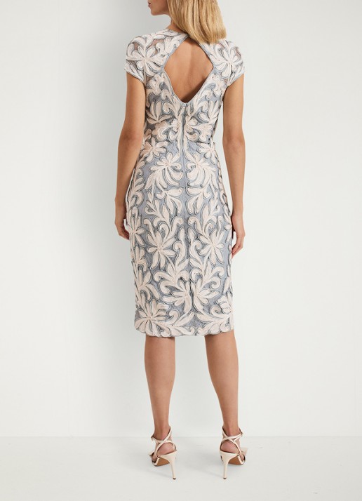 Phase Eight Karima midi jurk met bloemenprint - achterkant lichtblauw