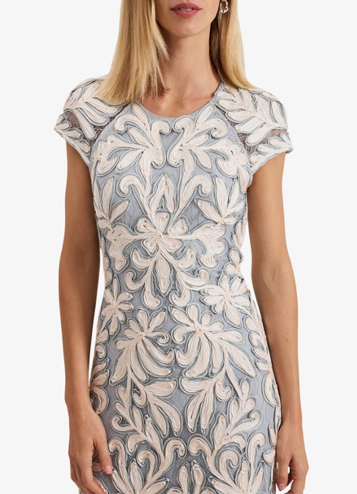 Phase Eight Karima midi jurk met bloemenprint - detail 5 lichtblauw