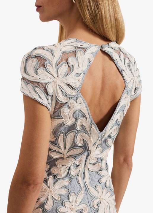 Phase Eight Karima midi jurk met bloemenprint - detail 7 lichtblauw