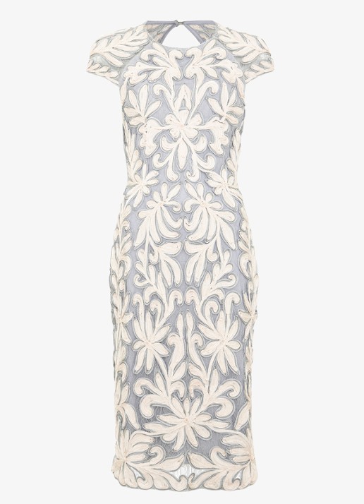 Phase Eight Karima midi jurk met bloemenprint - voorkant 2 lichtblauw